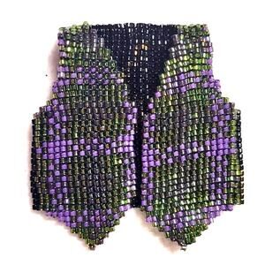 Hand Beaded Doll Vest OOAK Purple Green Seed Beaded Monster Ever After Bratz BJD